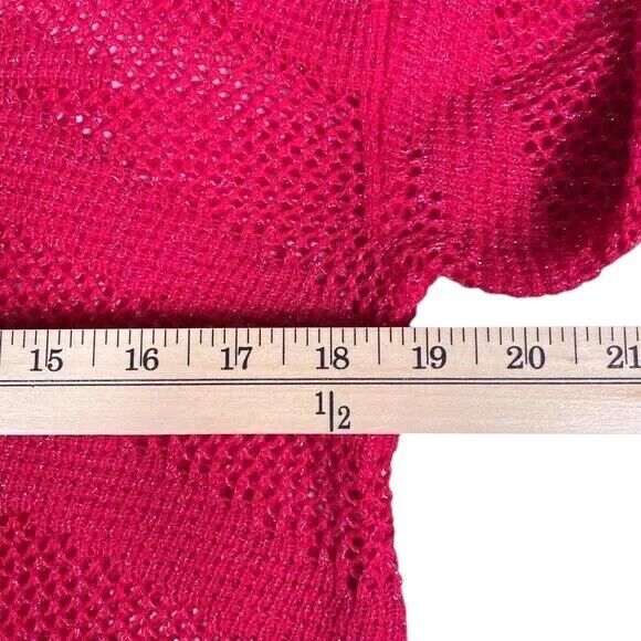 SOFT SURROUNDINGS Sweater Top Cover-Up Size Medium Crochet Fuchsia Pink EUC - Picture 13 of 16